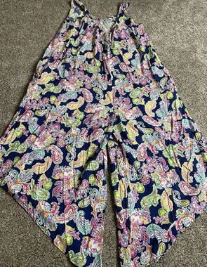 Harlow & Rose Jumpsuit Wide Leg Paisley Colorful Boho Lightweight Summer Medium